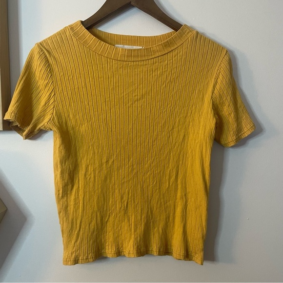 Sense of Place Yellow Ribbed Women's Top Medium - Picture 1 of 5